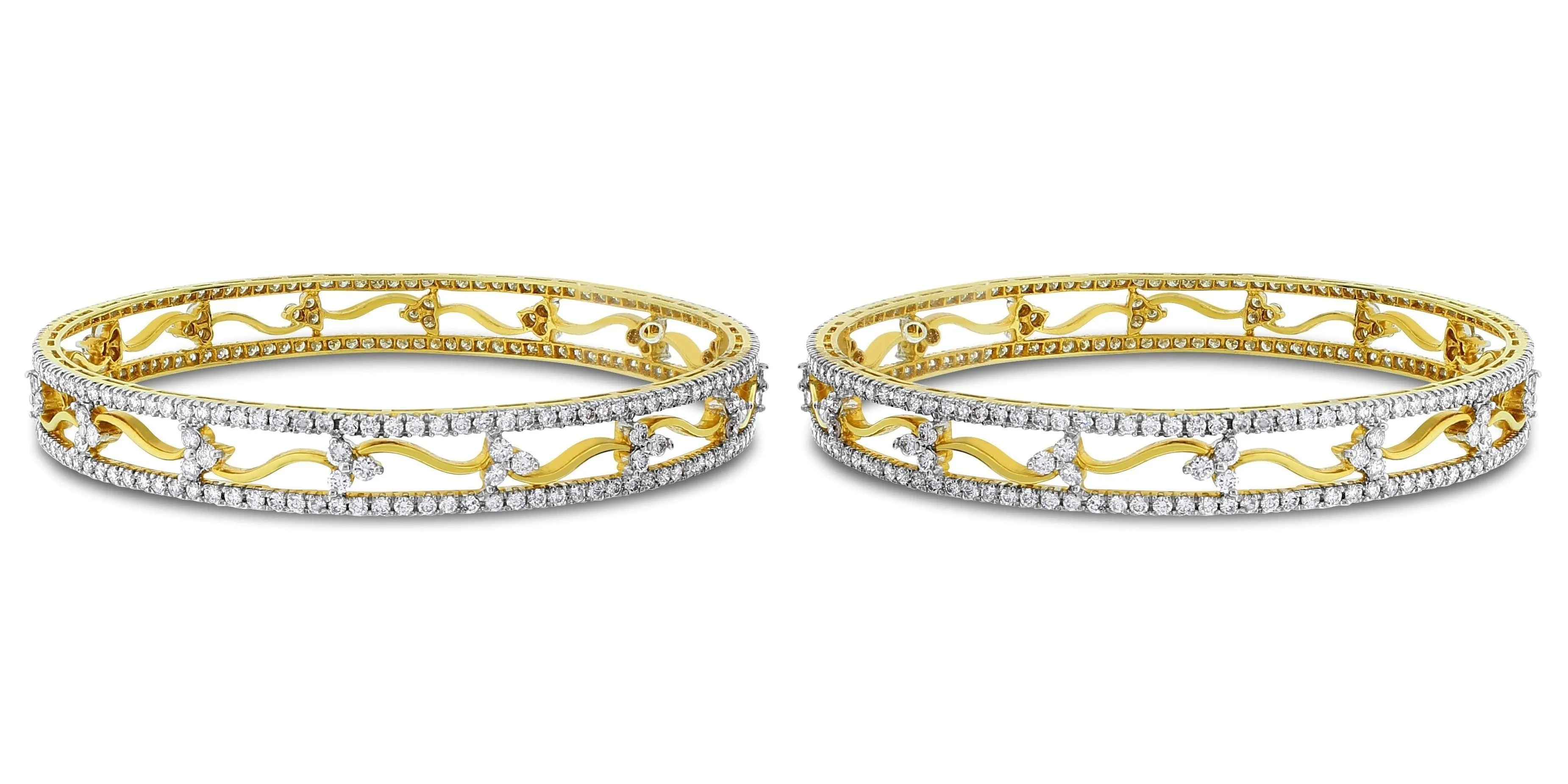 Beauvince Sheena Diamond Bangles (10.59 ct Diamonds) in Gold