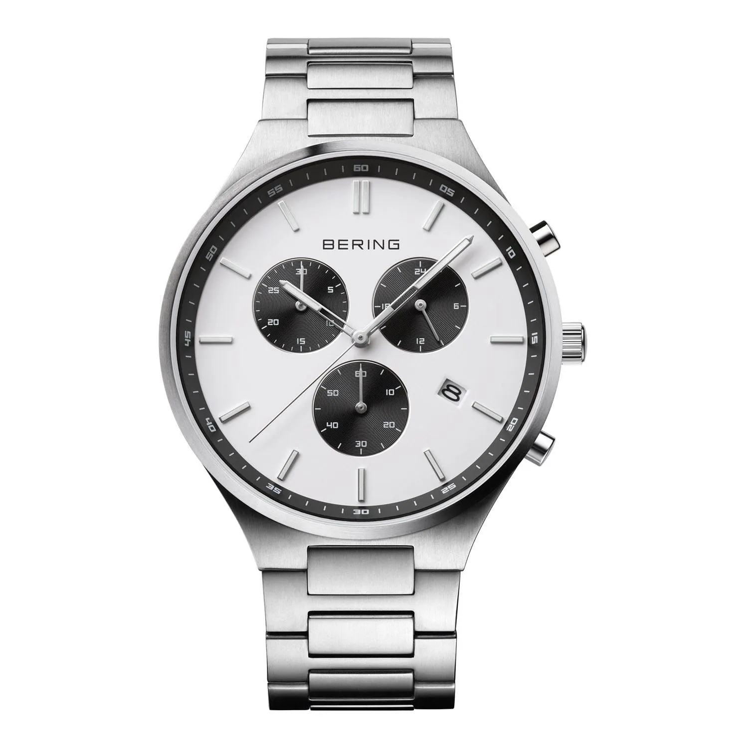 Berring Men's blue chronograph bracelet watch in titanium case BERING, white