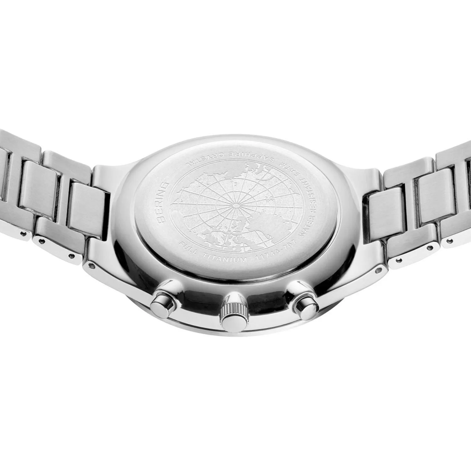 Berring Men's blue chronograph bracelet watch in titanium case BERING, white