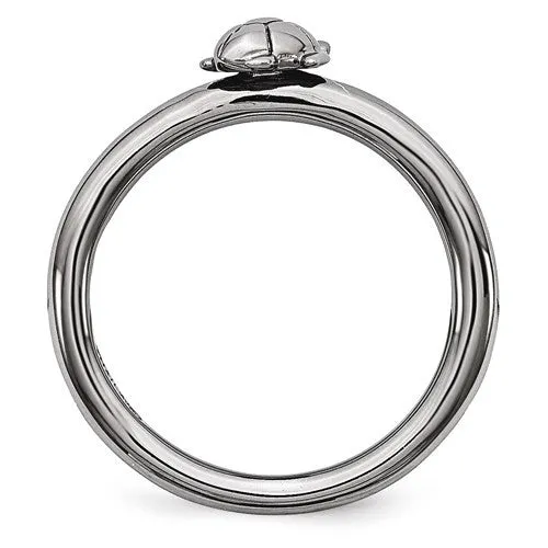 Black-Plated Sterling Silver Stackable Expressions Turtle Ring