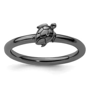Black-Plated Sterling Silver Stackable Expressions Turtle Ring