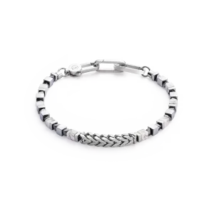 Bracelet Precious Cubes & Chain white-silver