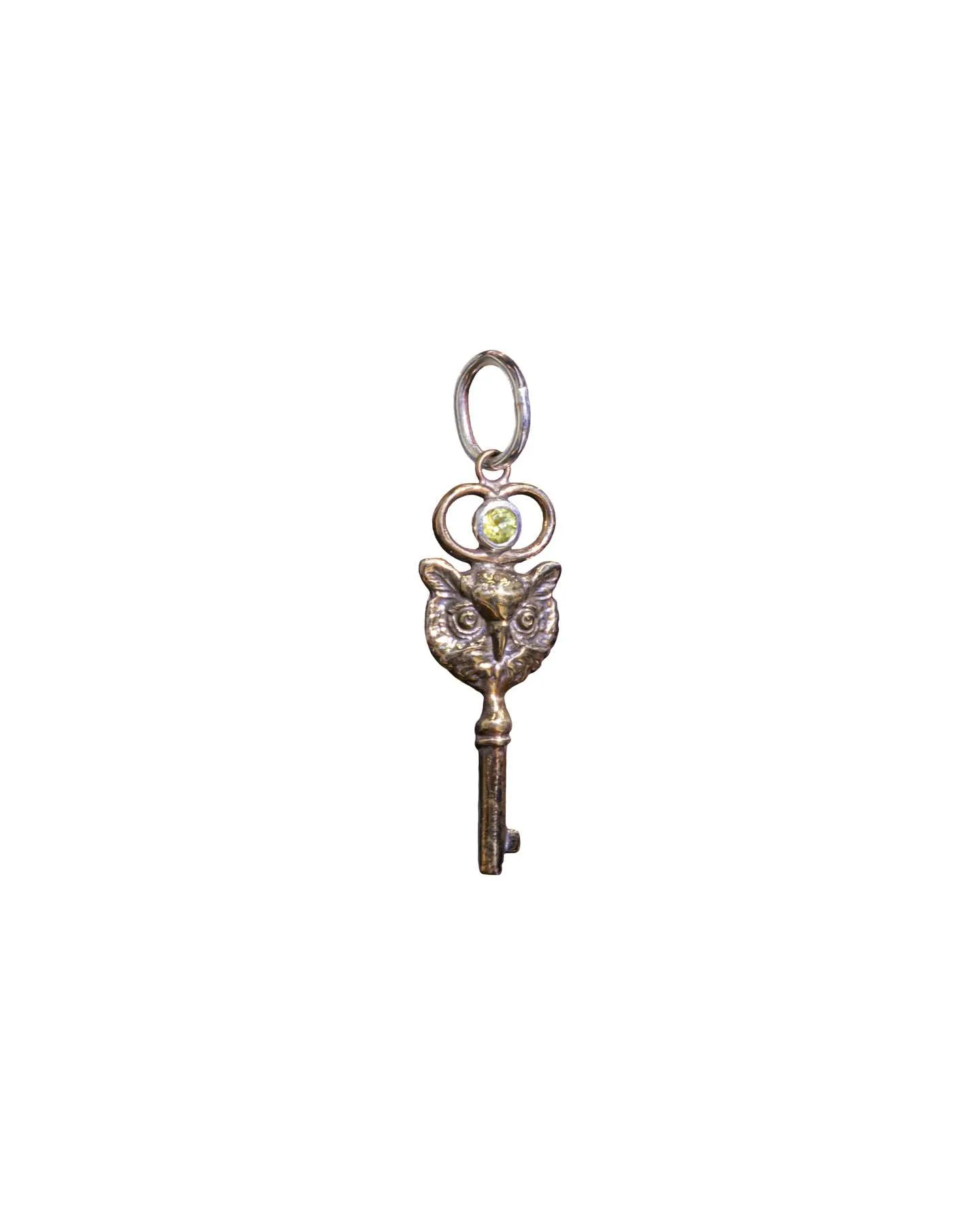 Bronze Owl Pendant with Peridot