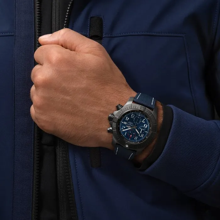 BRT Watch Super Avenger Chronograph 48 Night Mission Leather Folding Clasp