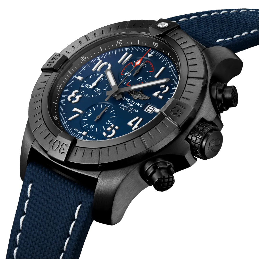 BRT Watch Super Avenger Chronograph 48 Night Mission Leather Folding Clasp
