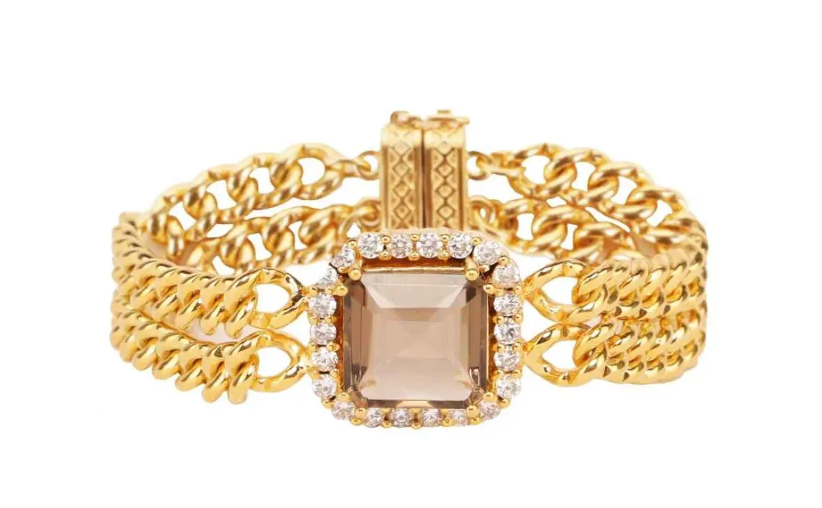 BuDhaGirl Solange Chain and Crystal Bracelet Sapphire