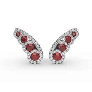 Butterfly Wing Ruby and Diamond Studs
