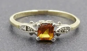 Citrine & Diamond 9ct Yellow & White Gold Ring