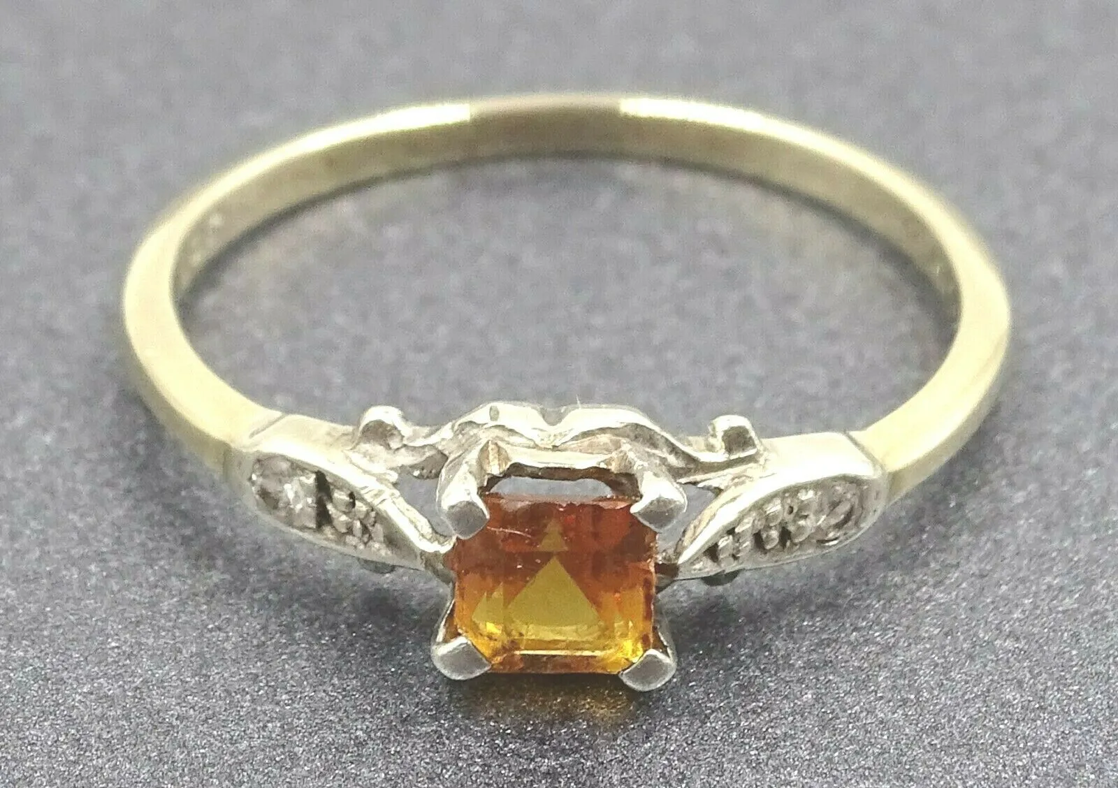Citrine & Diamond 9ct Yellow & White Gold Ring