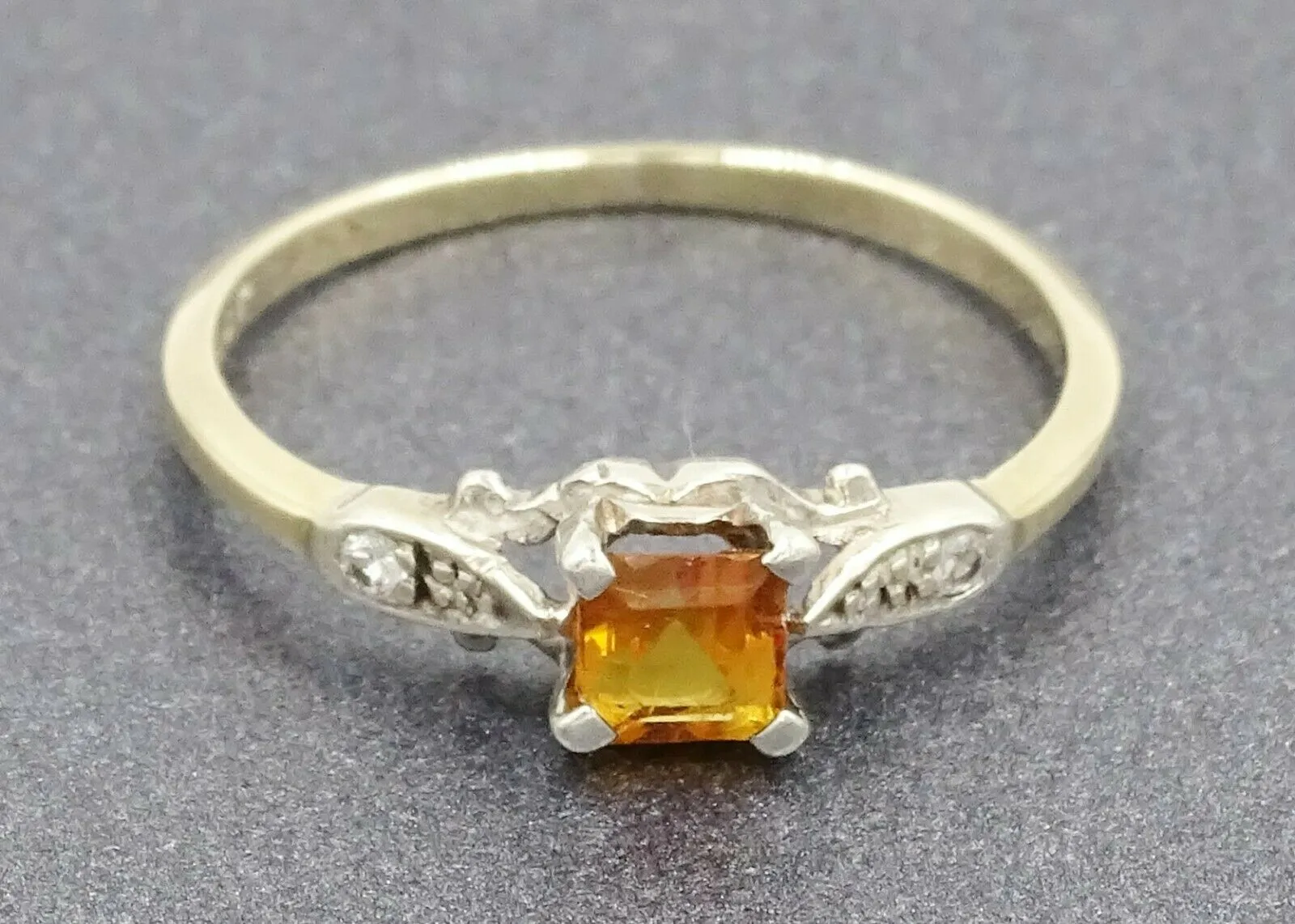 Citrine & Diamond 9ct Yellow & White Gold Ring