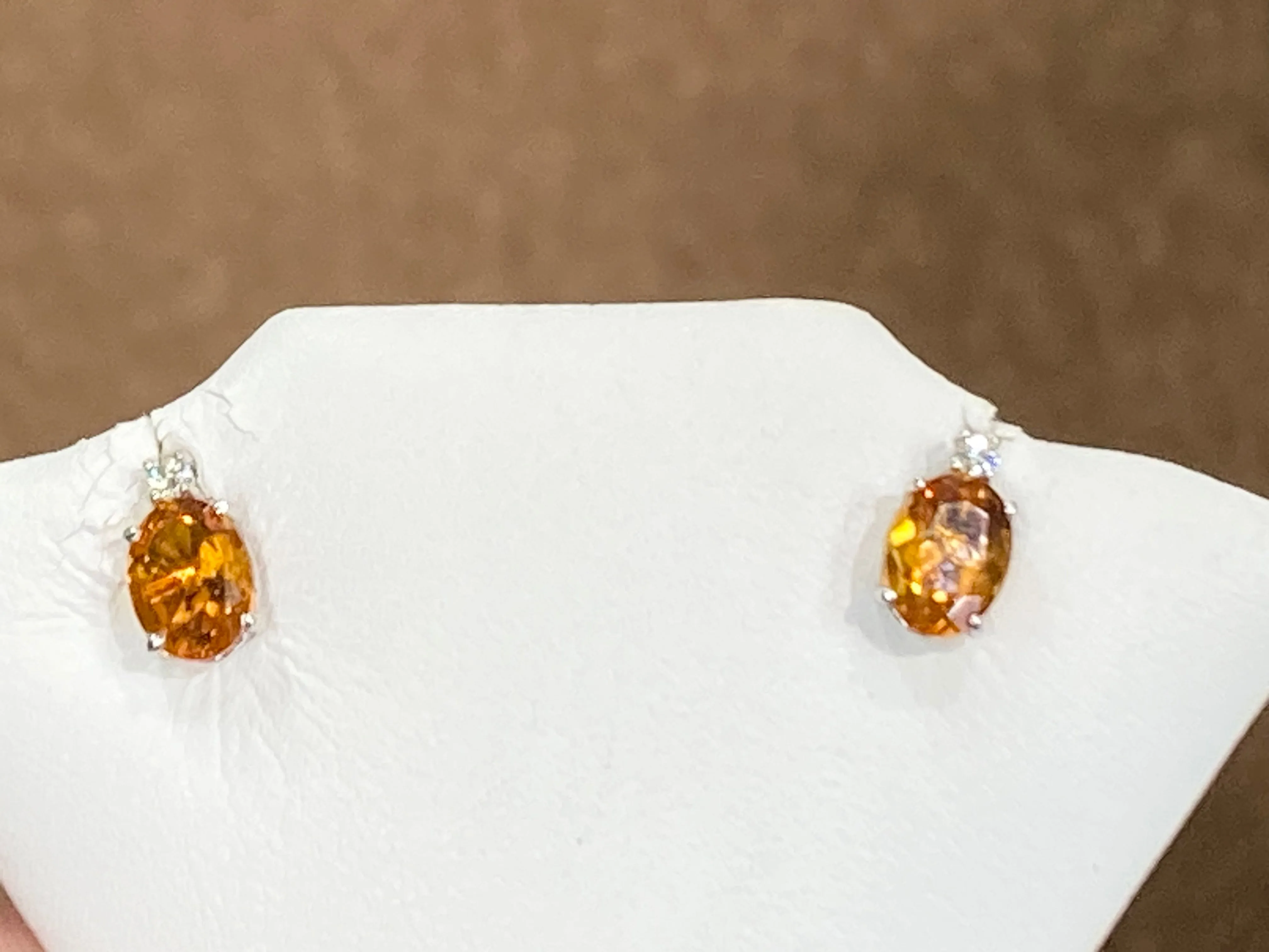 Citrine And Diamond White Gold Earrings