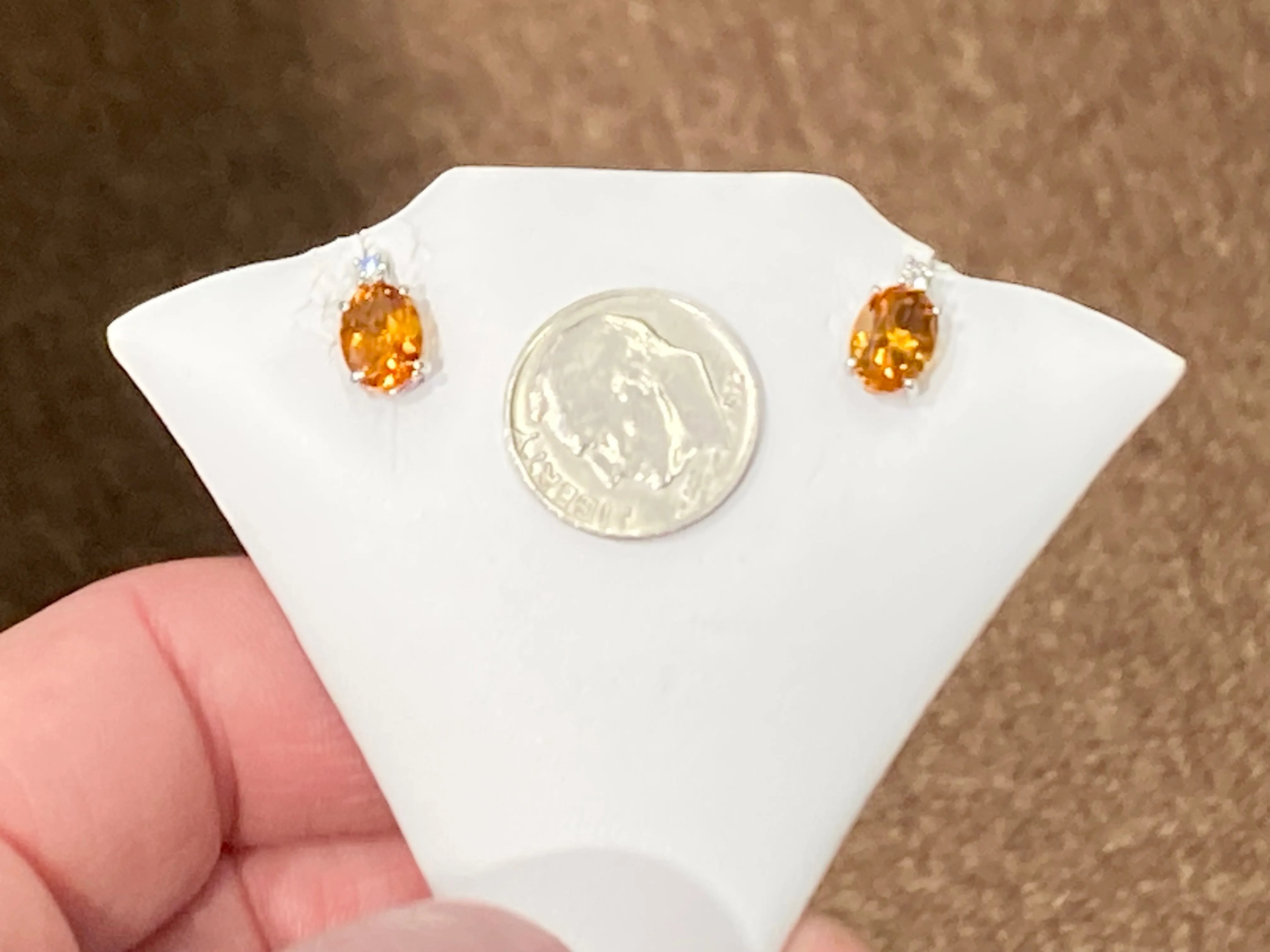 Citrine And Diamond White Gold Earrings