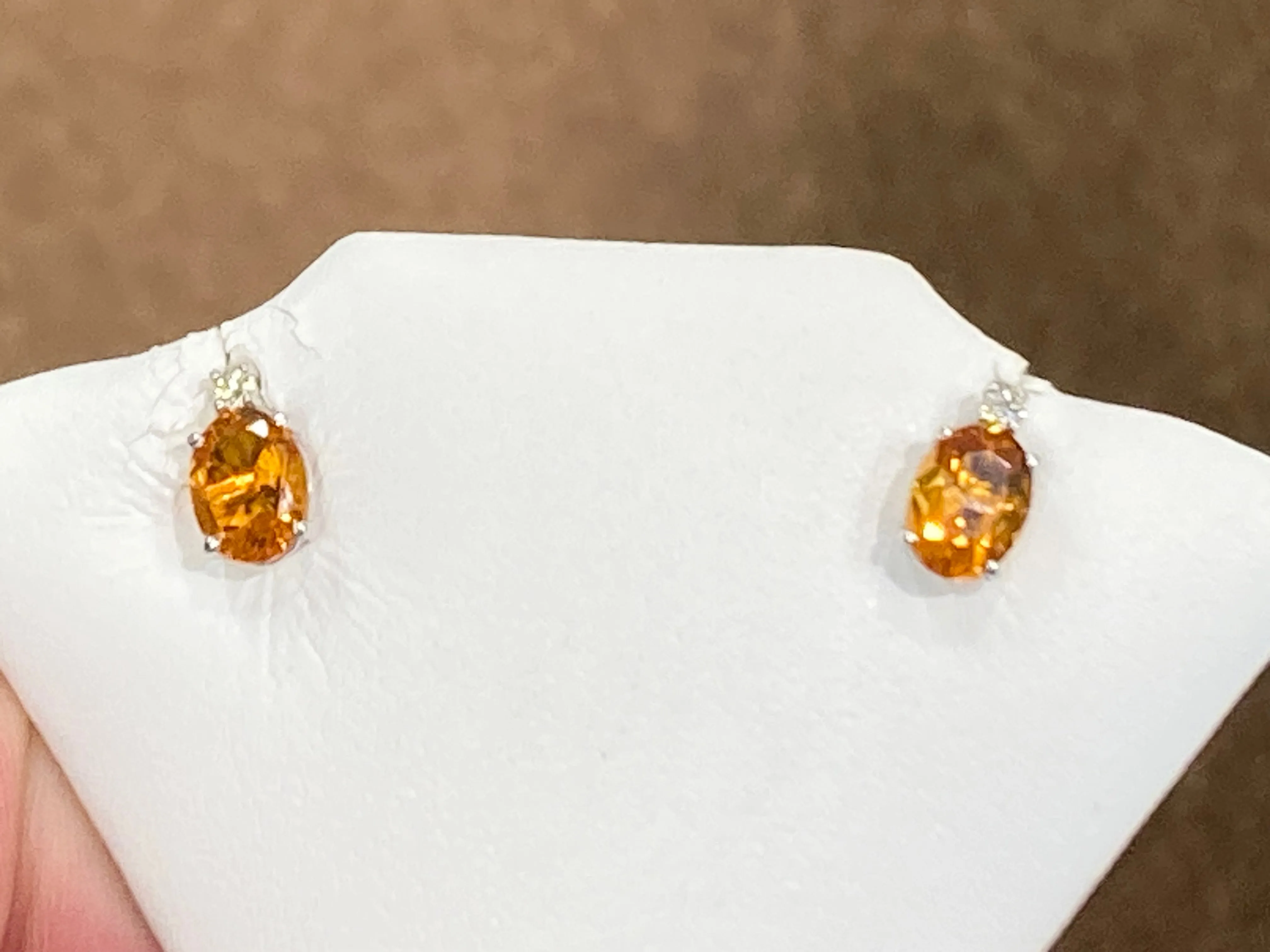 Citrine And Diamond White Gold Earrings