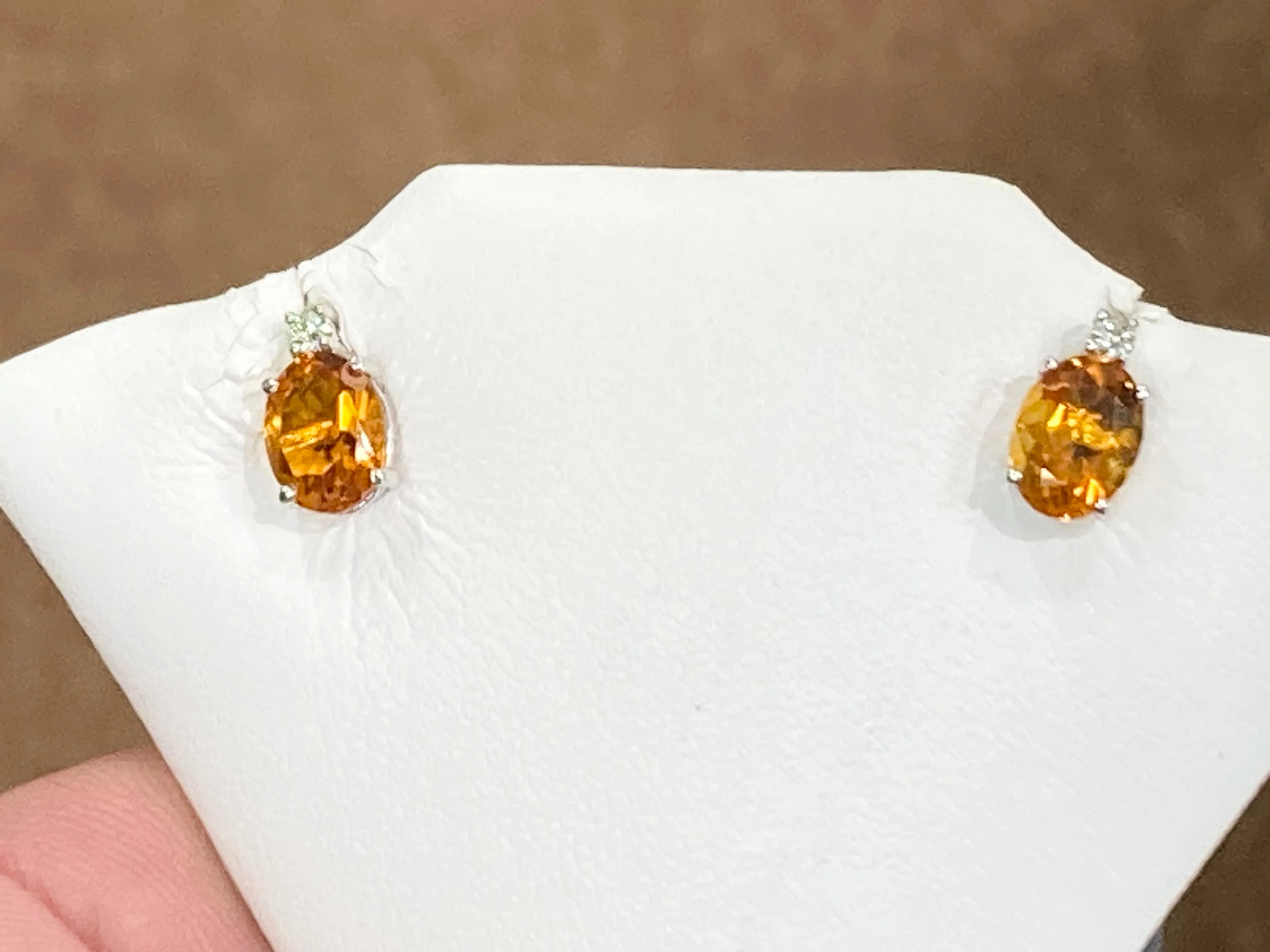 Citrine And Diamond White Gold Earrings