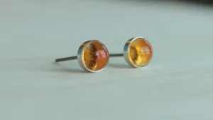 Citrine Bezel Gemstones, Large (Niobium or Titanium Post Earrings)