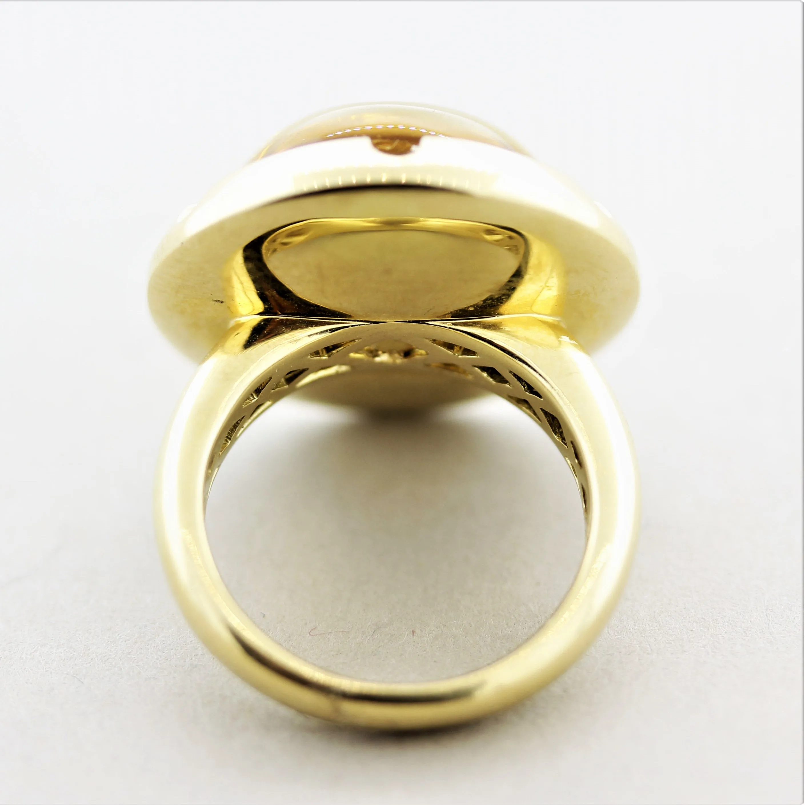 Citrine Diamond Gold Domed Cocktail Ring