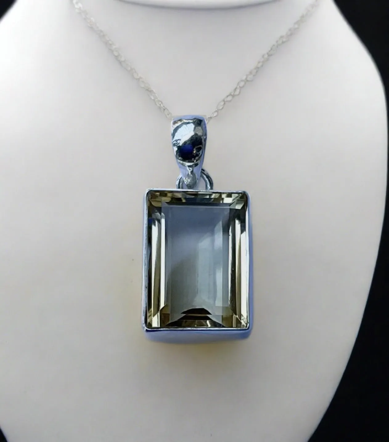 Citrine Rectangle Pendant Set In Sterling Silver