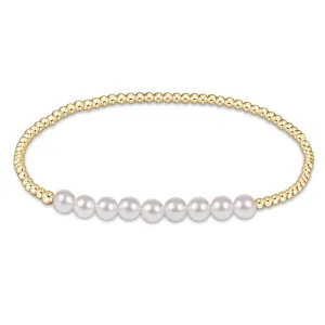 Classic Gold Beaded Bliss Bracelet - 2.5mm Gold Beads With 5mm Pearl Beads