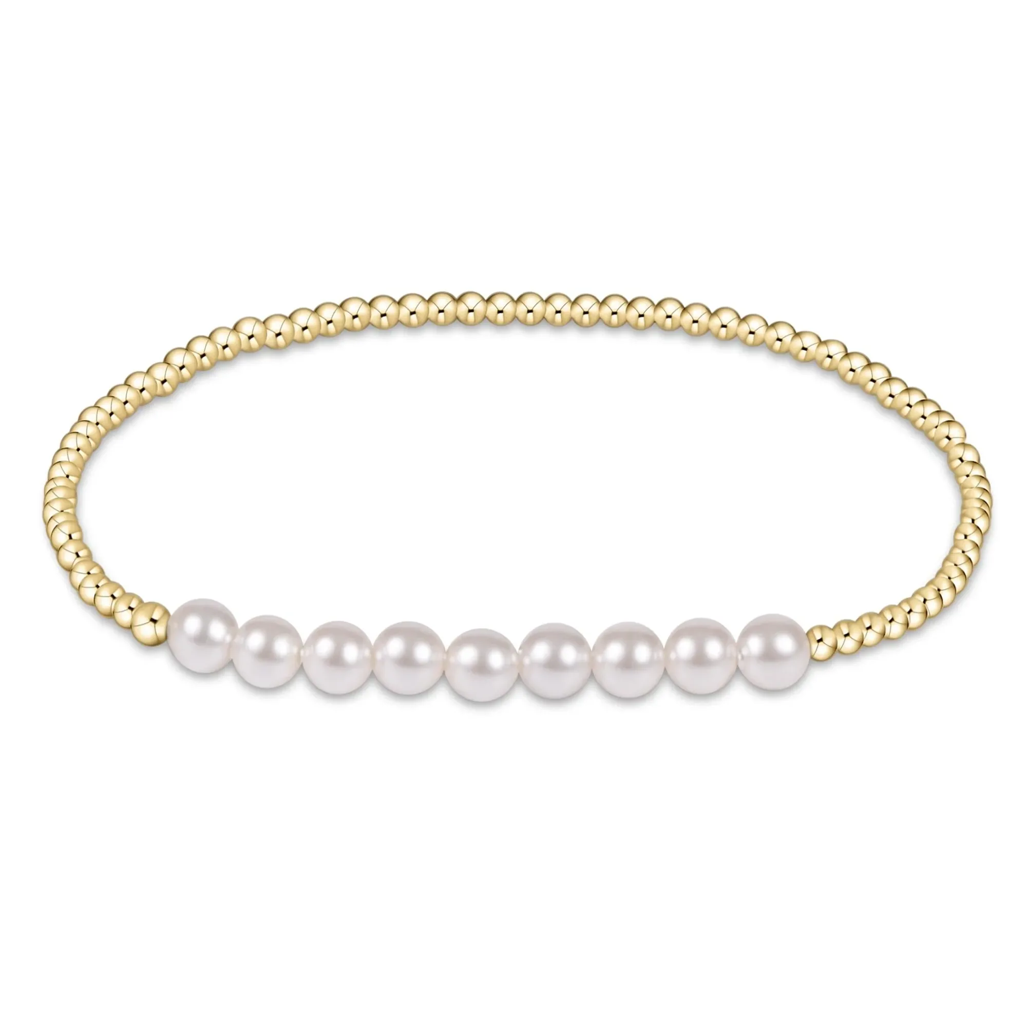 Classic Gold Beaded Bliss Bracelet - 2.5mm Gold Beads With 5mm Pearl Beads