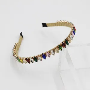 Coloured Crystal Beaded Gold Hairband