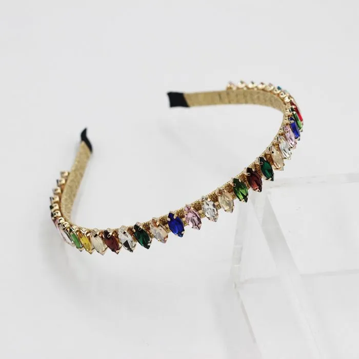 Coloured Crystal Beaded Gold Hairband