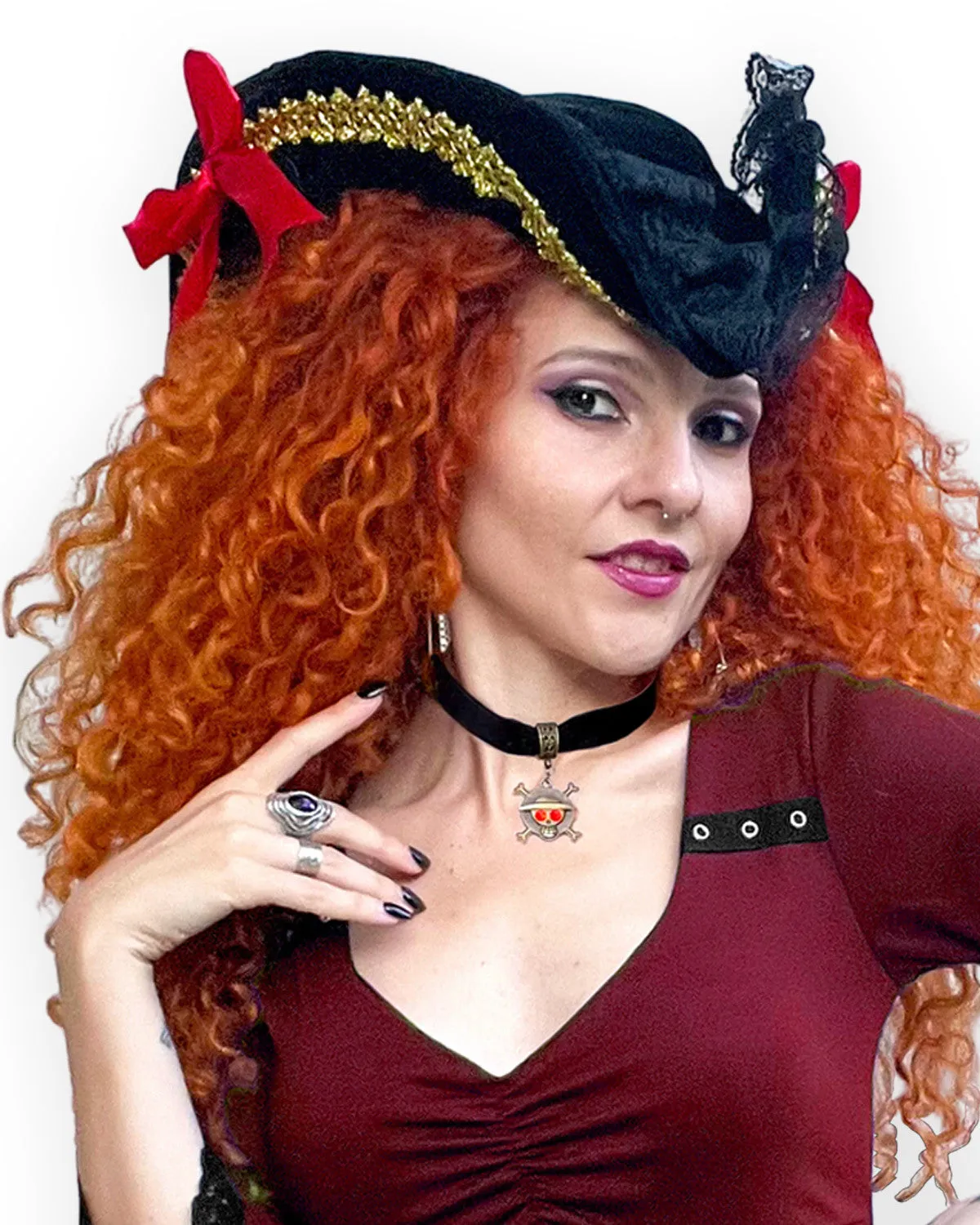 Corsair Pirate Costume with Elektra Top, Garnet
