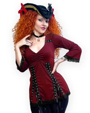 Corsair Pirate Costume with Elektra Top, Garnet