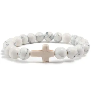 Cross Bead Bracelet <br> White