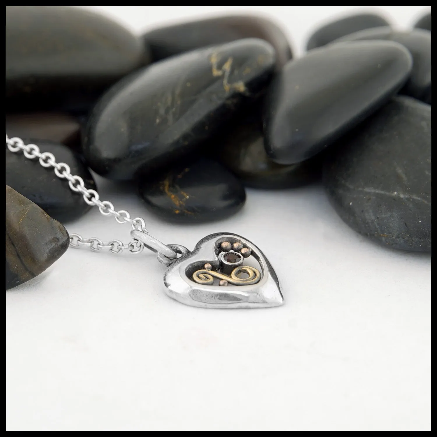 Dainty Heart Pendant with Garnet