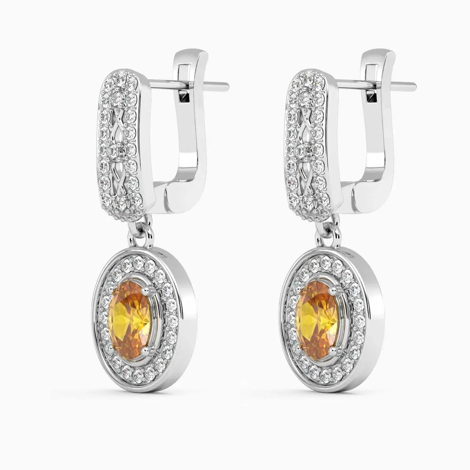 Designer Oval Shape Citrine Drop Earrings | Irosk Australia ®