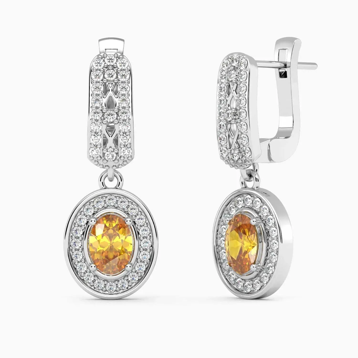 Designer Oval Shape Citrine Drop Earrings | Irosk Australia ®
