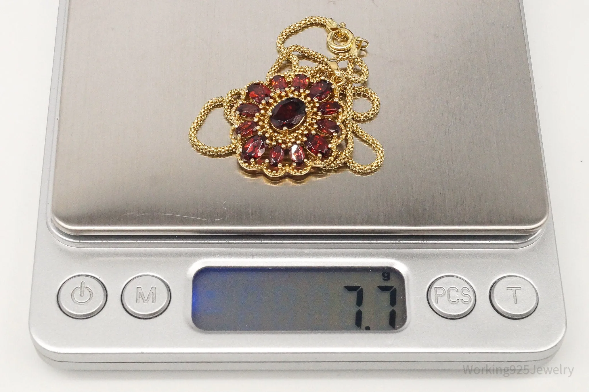 Designer Ross Simons Garnet 18K Gold Over Sterling Silver Necklace
