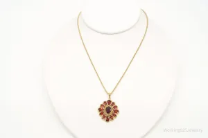 Designer Ross Simons Garnet 18K Gold Over Sterling Silver Necklace