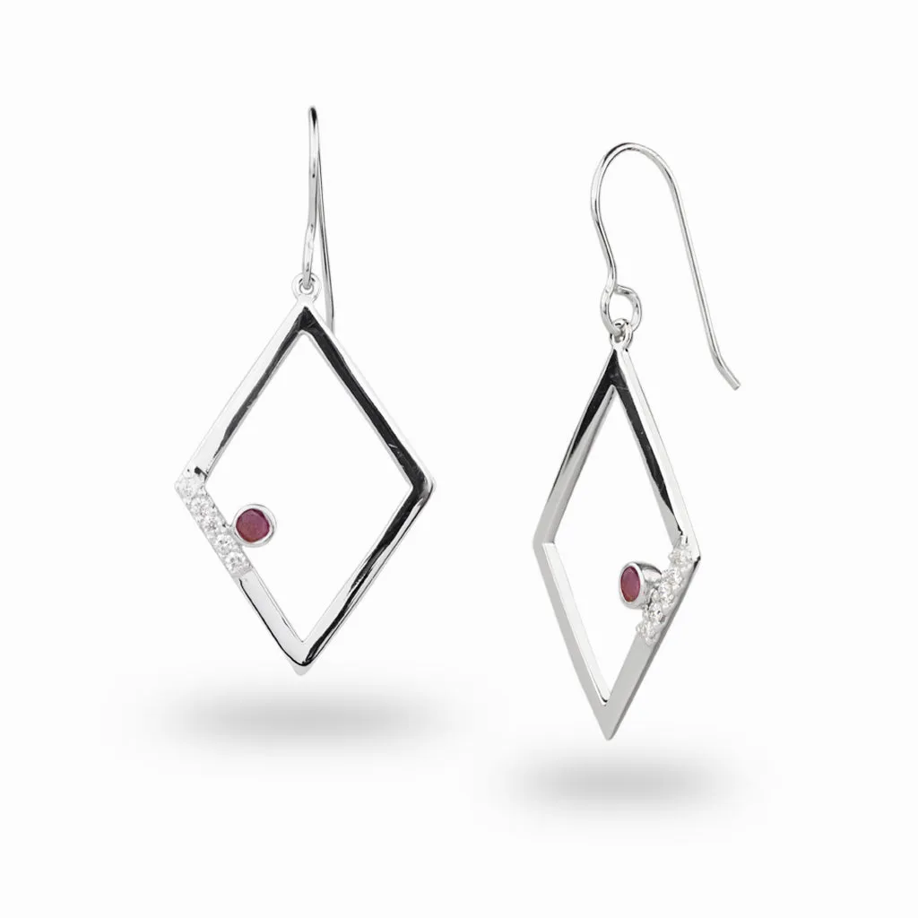 Diamante: Ruby & Diamond Drop Earrings