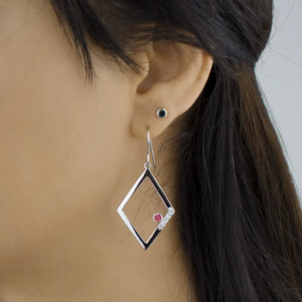 Diamante: Ruby & Diamond Drop Earrings