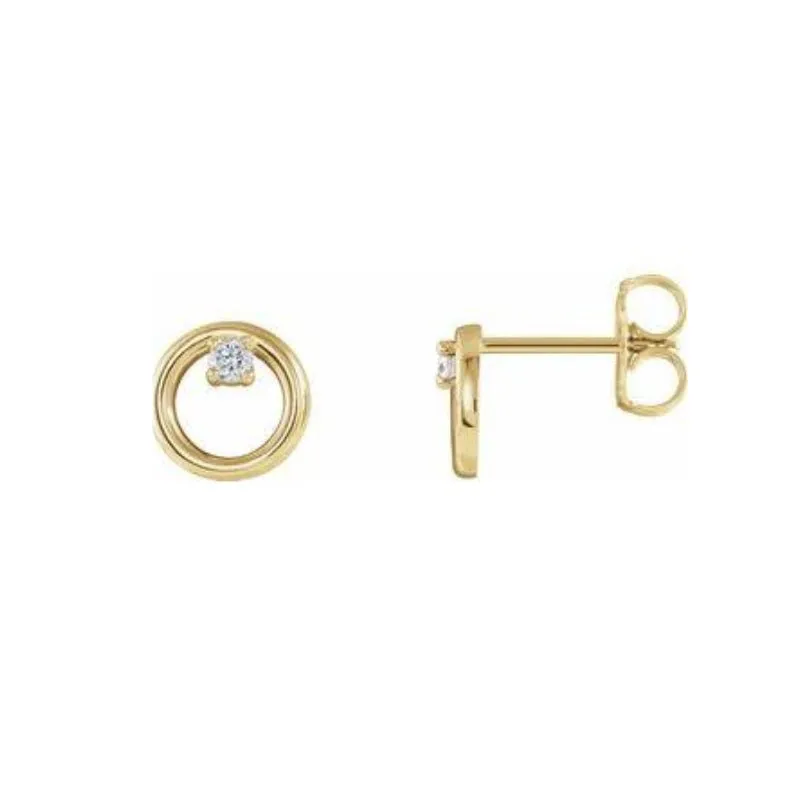 Diamond Accent Gold Circle Stud Earrings