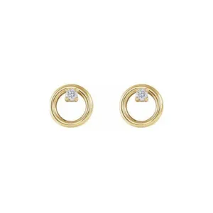 Diamond Accent Gold Circle Stud Earrings