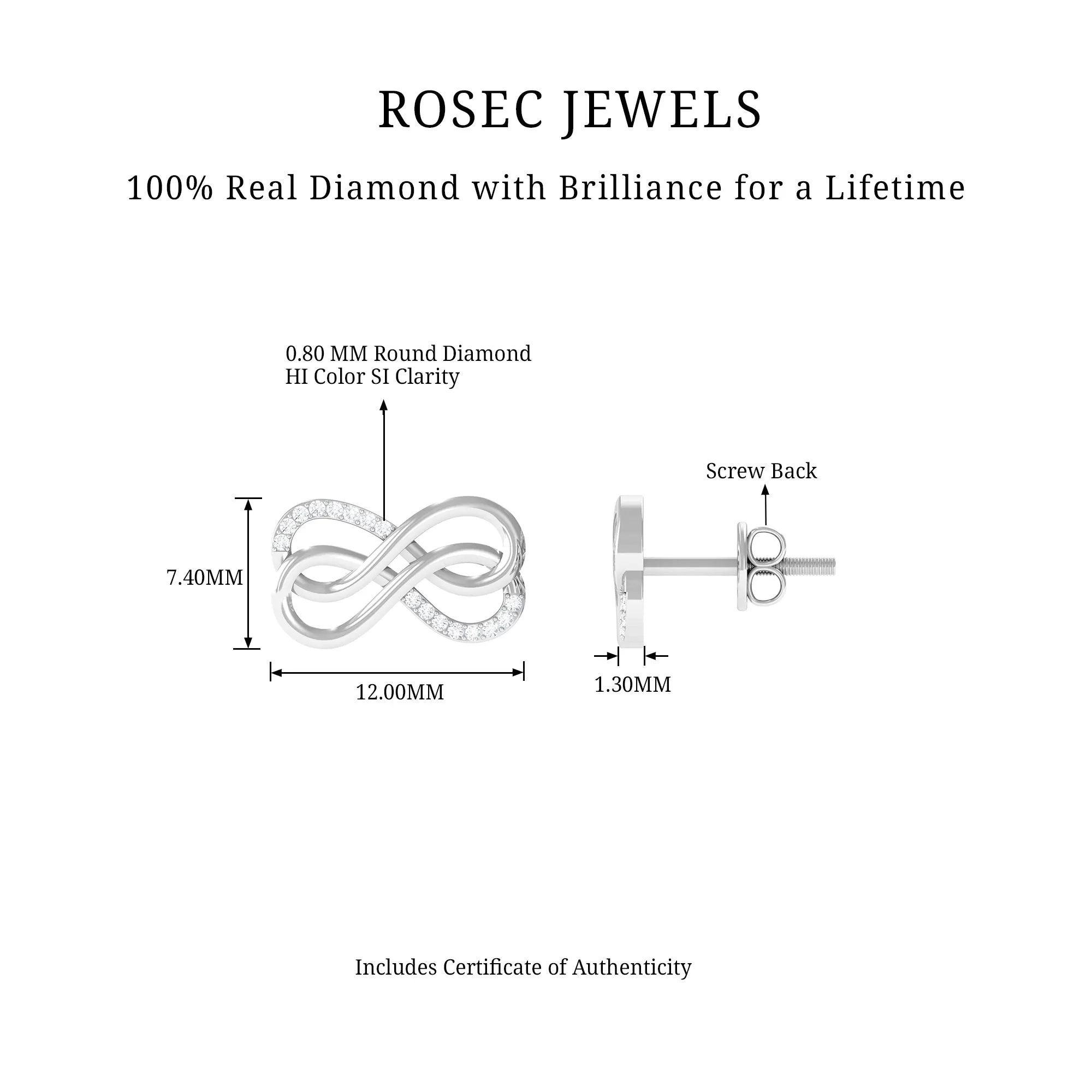 Diamond and Gold Twin Infinity Stud Earring