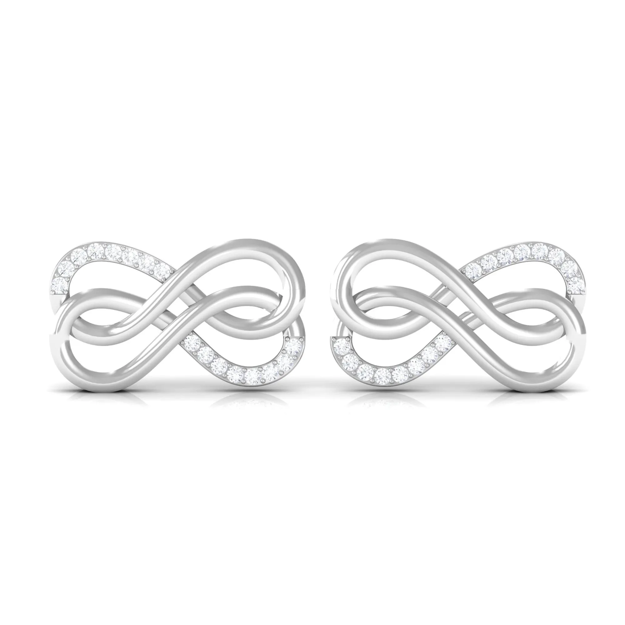 Diamond and Gold Twin Infinity Stud Earring