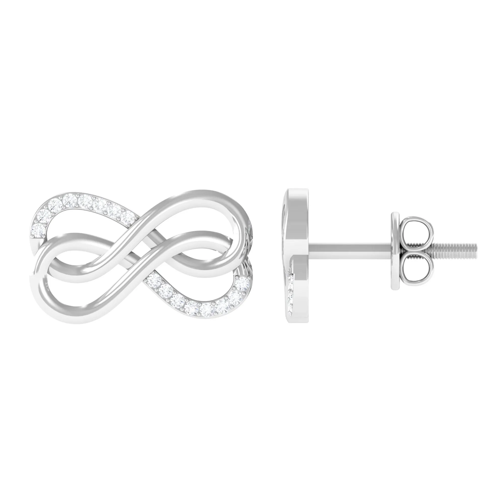 Diamond and Gold Twin Infinity Stud Earring