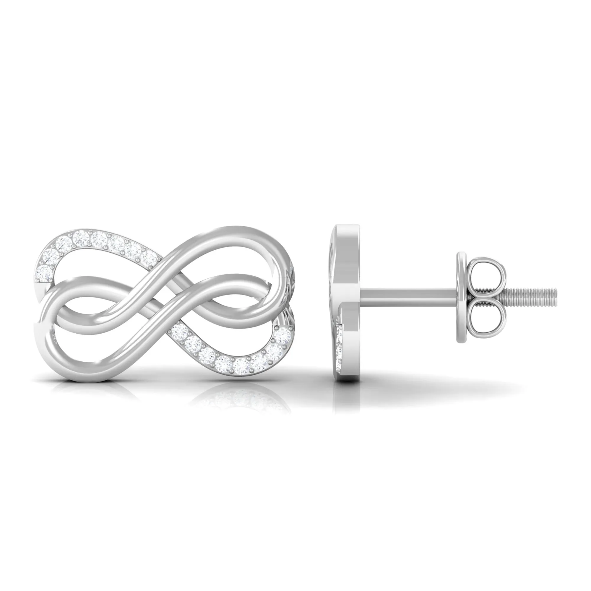 Diamond and Gold Twin Infinity Stud Earring