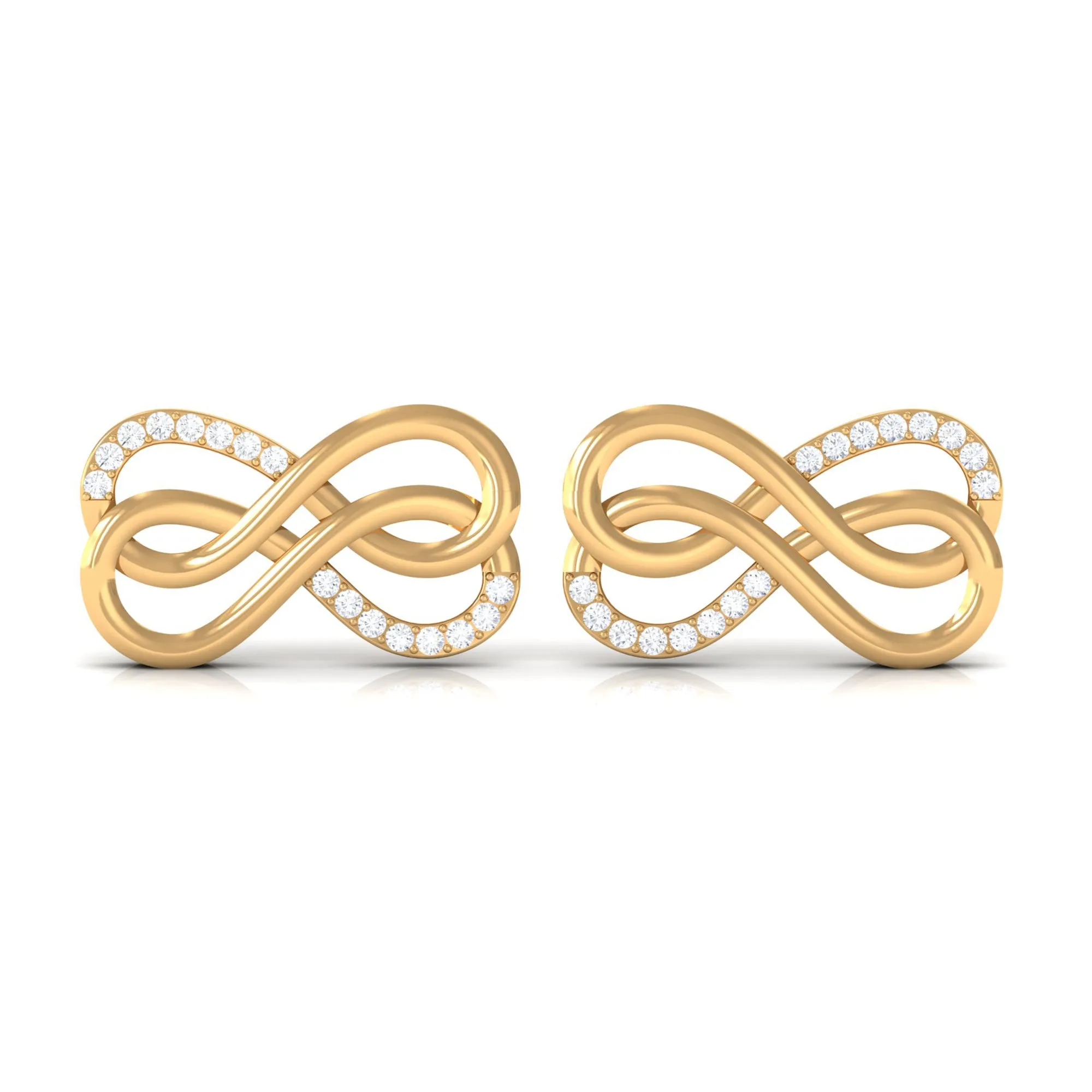 Diamond and Gold Twin Infinity Stud Earring