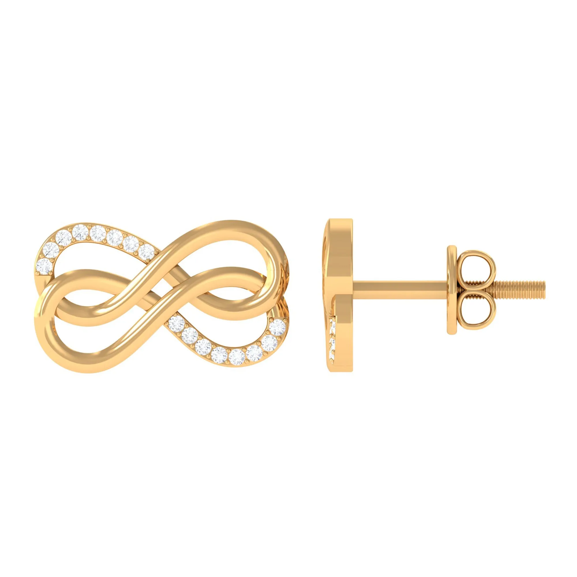 Diamond and Gold Twin Infinity Stud Earring