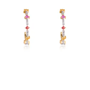 Diamond and Ruby Hoop Earrings, 14K Yellow Gold