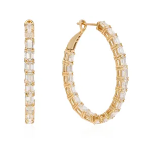 Diamond emerald cut hoop earrings (SKU E104)