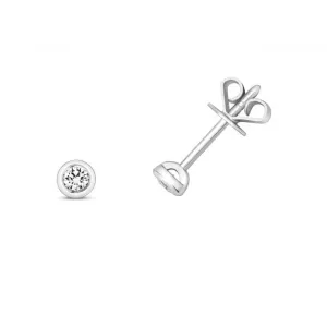 Diamond Jewellery 18ct Gold Diamond Rubover Stud Earrings EDQ170W