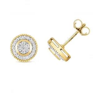 Diamond Jewellery 9ct Gold Diamond Set Around Earrings ED177