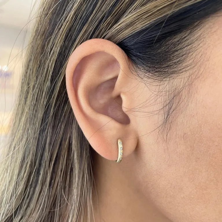 Diamond Satin Huggie Earrings