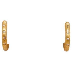 Diamond Satin Huggie Earrings