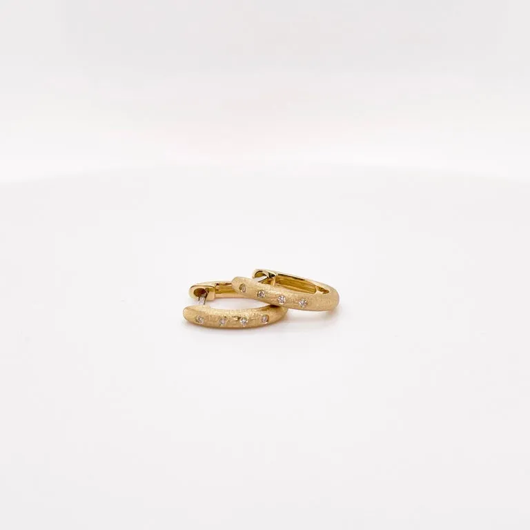 Diamond Satin Huggie Earrings